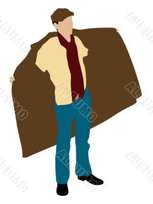 man showing coat