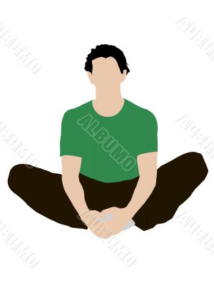 man sitting folding his legs