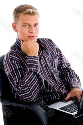 businessman sitting with laptop