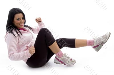 side view of exercising woman
