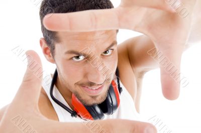 male showing framing hand gesture