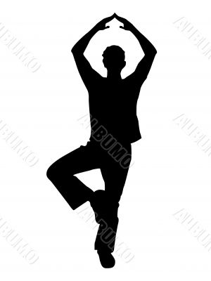 man standing on one leg