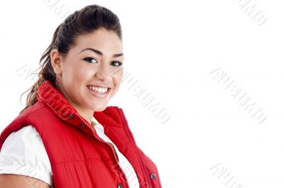 portrait of cheerful model