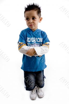 little boy with arms folded