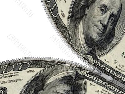 dollars connected with zipper