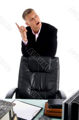 portrait of pointing businessman