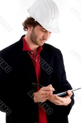 young architect writing