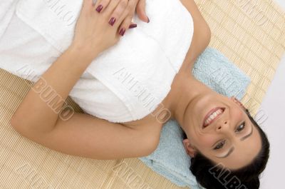 smiling woman ready to take massage