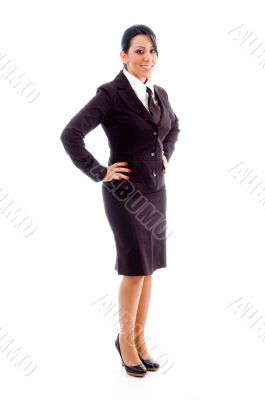 side view of smiling young businesswoman