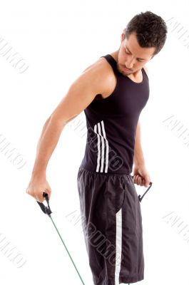 exercising man with rope