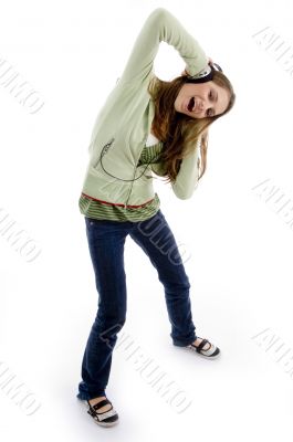 female crazy for music
