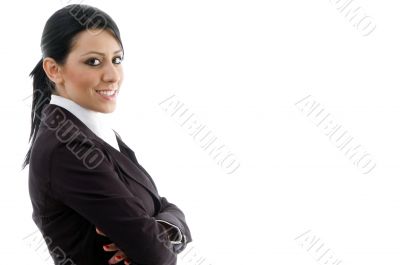 side view of young businesswoman