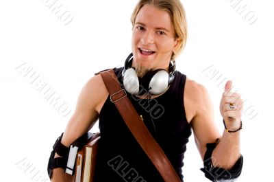 smiling male showing thumb up