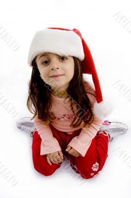 pretty girl wearing christmas hat