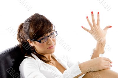 businesswoman with hand gesture