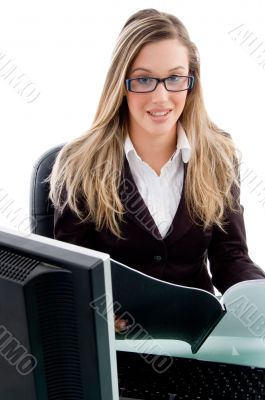 young female sitting in office