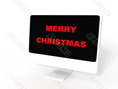 merry christmas text on monitor