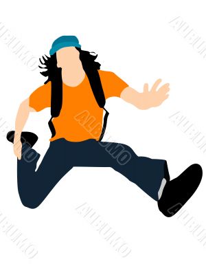 casual man jumping in air