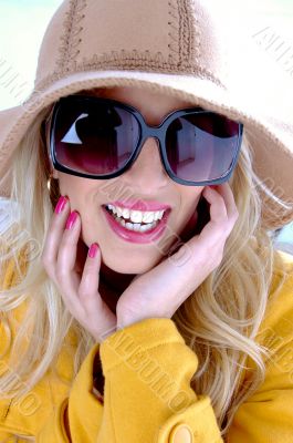 close view of happy female looking at camera