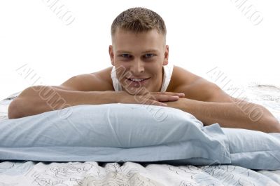 man taking rest at home and looking at camera