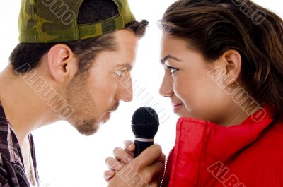 male female models looking each other