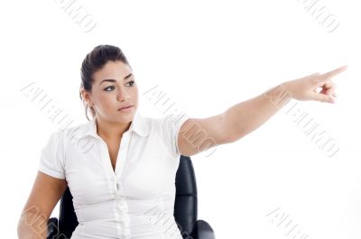 portrait of pointing female