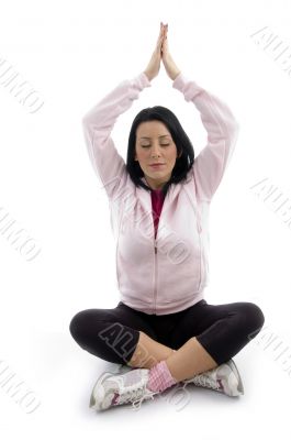 front view of woman doing yoga