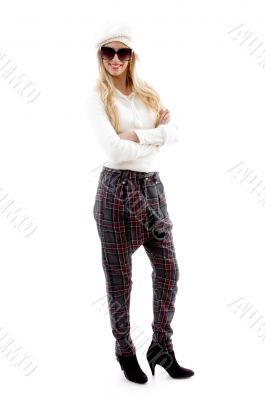 front view of young female model