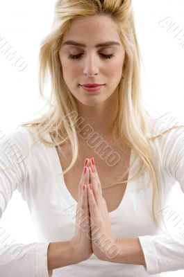 front view of woman practicing meditation