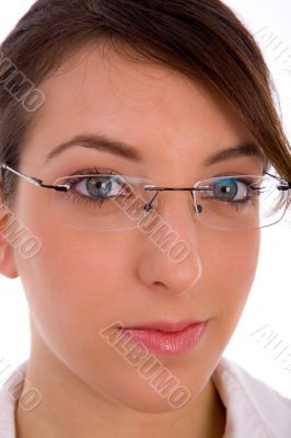 close view of female face with eyewear