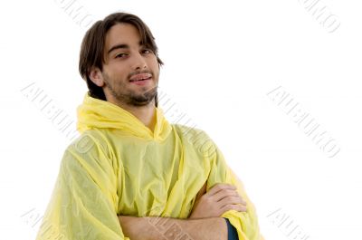 portrait of smiling male with raincoat
