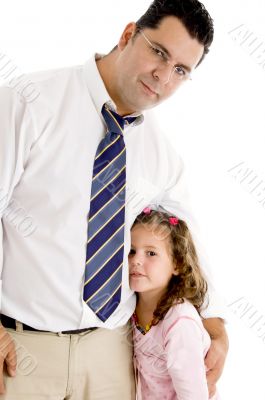father and daughter posing