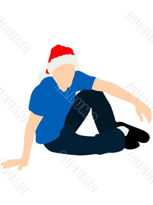 young man with santa cap