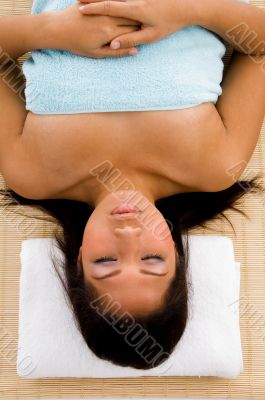 high angle view of relaxing female