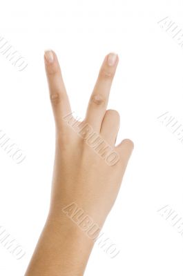 hand with peace sign