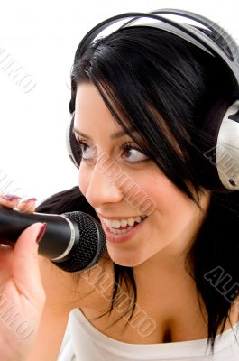 woman with headphone and microphone