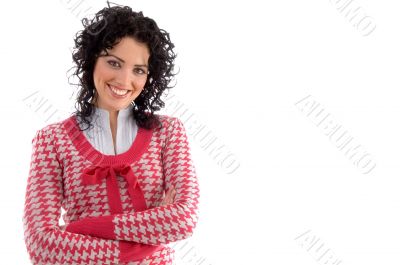 smiling woman with crossed arms looking at camera