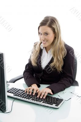 female working on computer