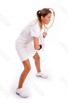 side view of tennis player