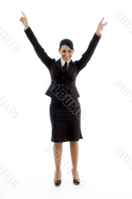 businesswoman stretching her arms