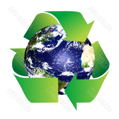 Planet Earth with Recycle Symbol