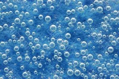 Blue water with bubbles