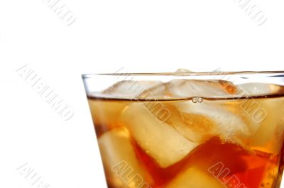 ice filled soft drink isolated on white