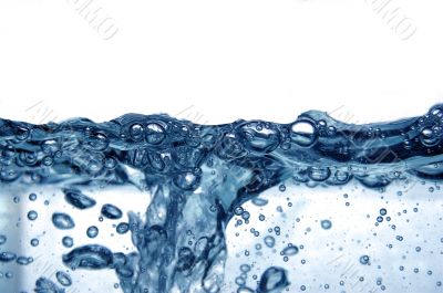 Blue water with bubbles