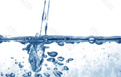 Blue water with bubbles