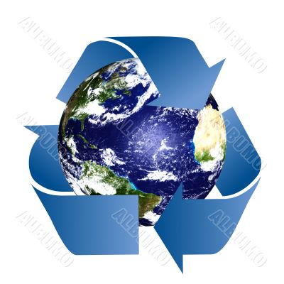 Planet Earth with Recycle Symbol