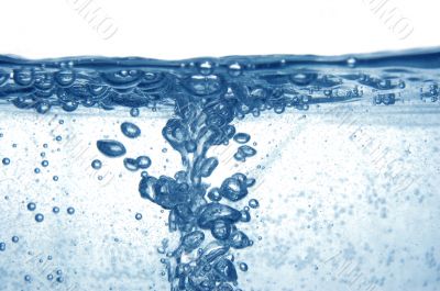 Blue water with bubbles