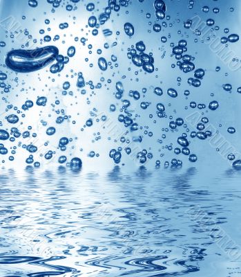Blue water with bubbles