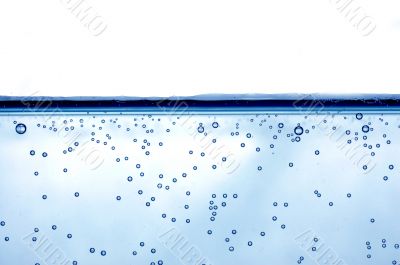 Blue water with bubbles