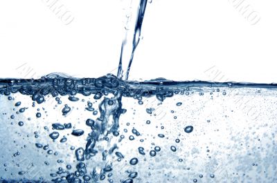 Blue water with bubbles